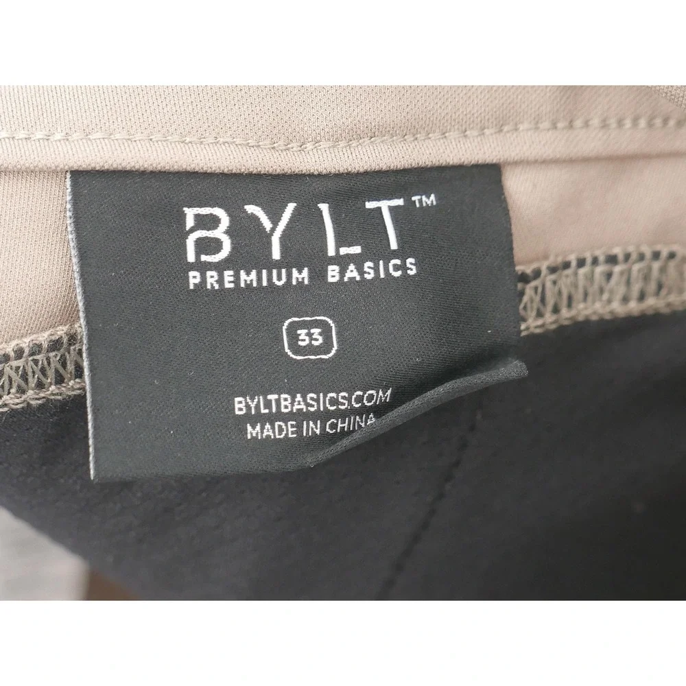 BYLT Everyday Pant 2.0 Brown Stretch Chino Pants Men's 33x31 Slim Fit Casual